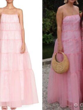 NWT STAUD Whitley Maxi Dress Gown Cherry Blossom Blush Organza Wedding Cocktail